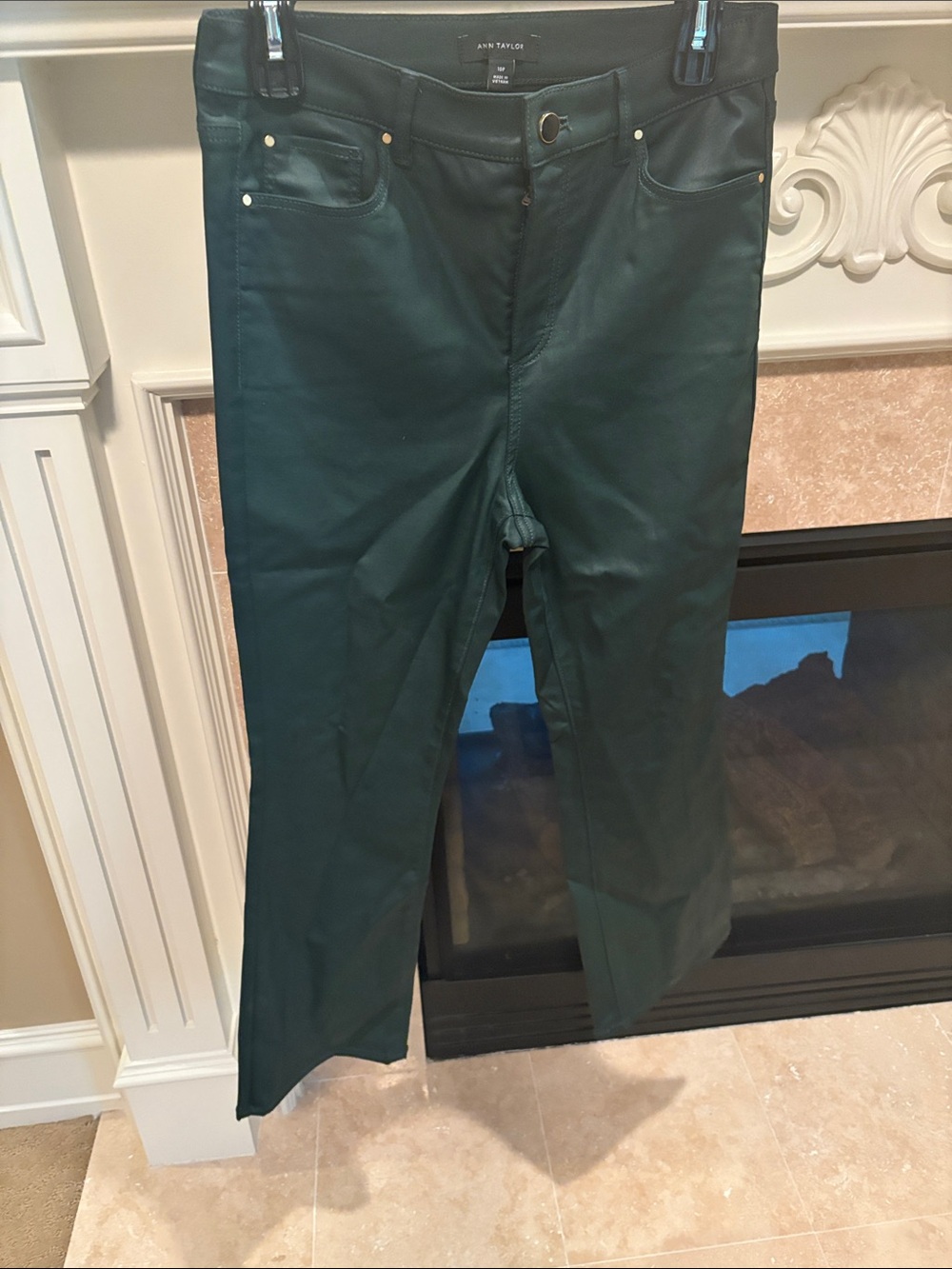 Ann Taylor Dark green coated jeans